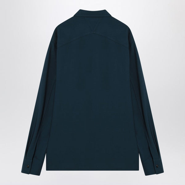 Bottega Veneta Tops? Bottega Veneta Men Petrol Blue Wool Shirt Premium Designer Casual Top