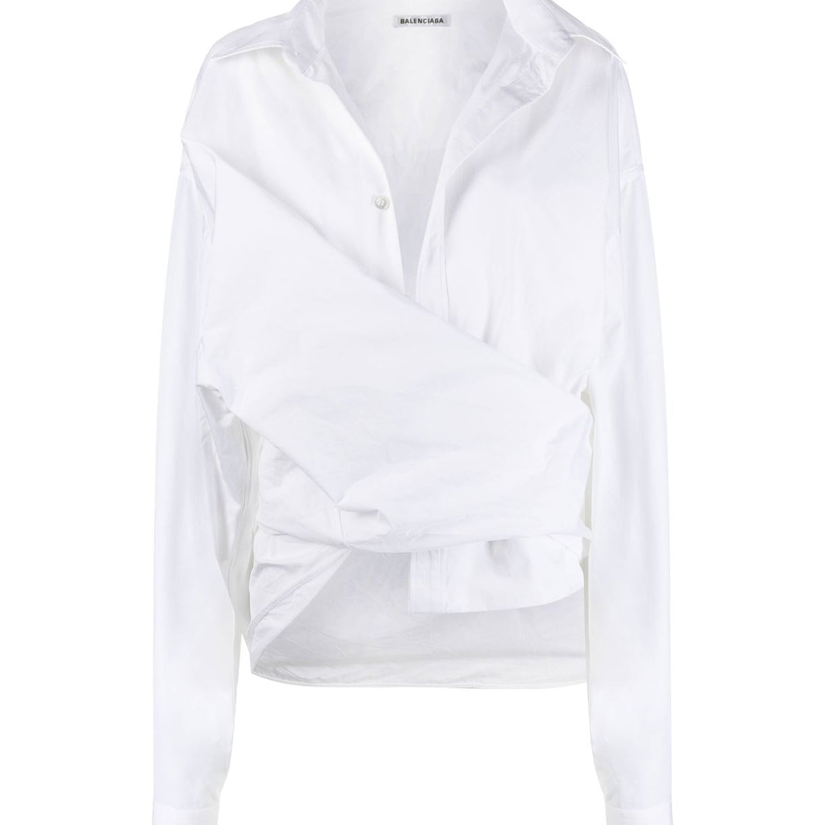 Balenciaga T-Shirts? BALENCIAGA Oversized Wrap Shirt - Long Sleeve Premium Designer Cotton T-Shirt