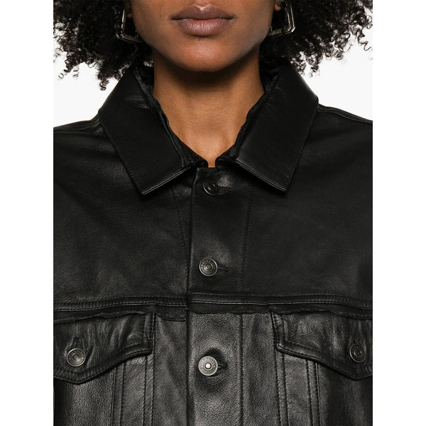Close-up of Balenciaga jackets hardware and fine stitching
