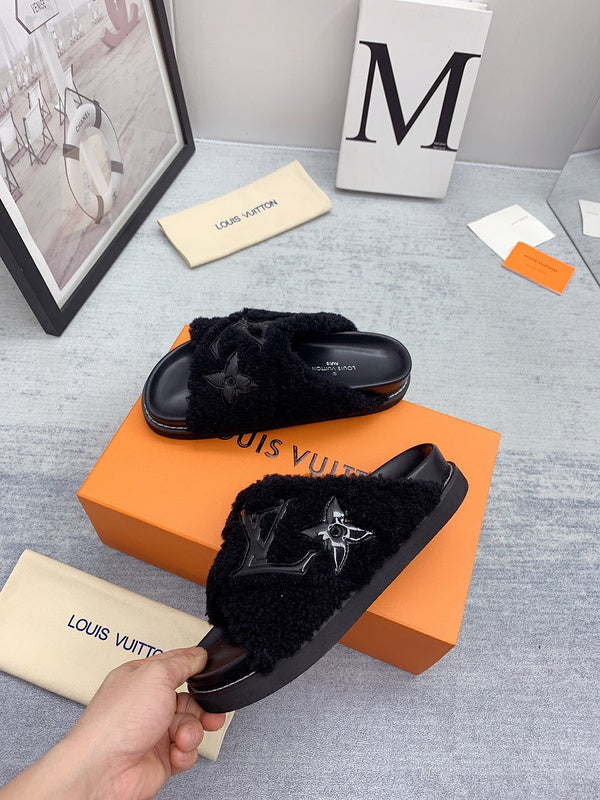 Louis Vuitton Grey Platform Heels - Back View