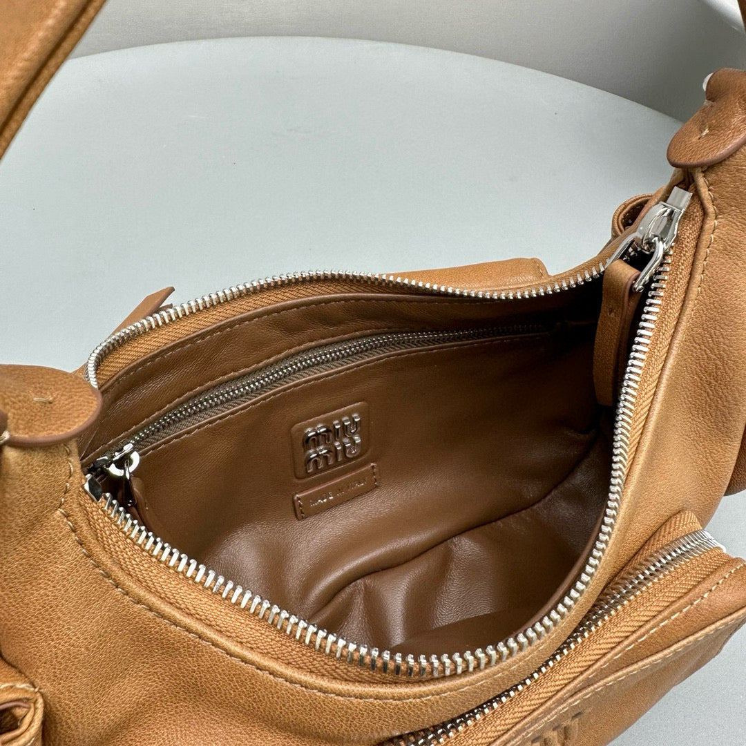 Bags- Miu M Pocket Nappa Leather Bag Premium Designer Shoulder Bag