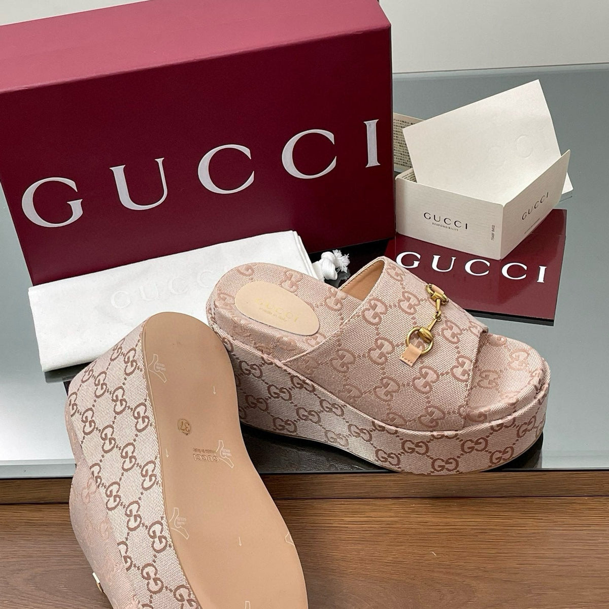 Gucci Shoes- Gucci Wedge Sandals Comfortable Everyday Designer Shoes