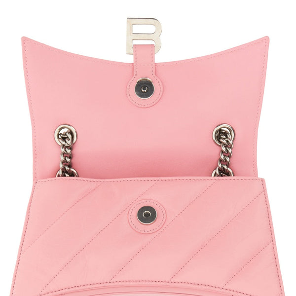 Close-up of Balenciaga shoulder bags hardware and fine stitching