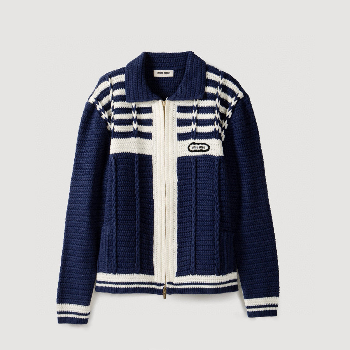 Sweaters- Miu M Zip Cardigan Premium Casual Designer Knitwear