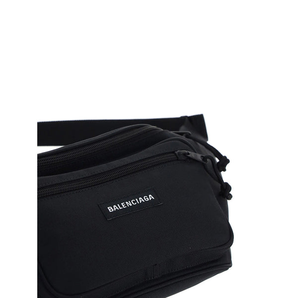 Close-up of Balenciaga belt bags hardware and fine stitching