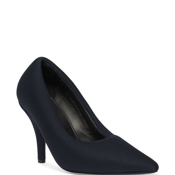 Close-up of Balenciaga pumps hardware and fine stitching