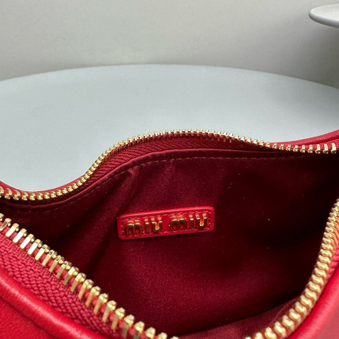 Bags- Miu M Leather Hobo Bag Luxury Designer Leather Handbag