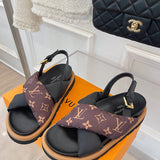 Louis Vuitton Beige Block Heel Pumps - Front View