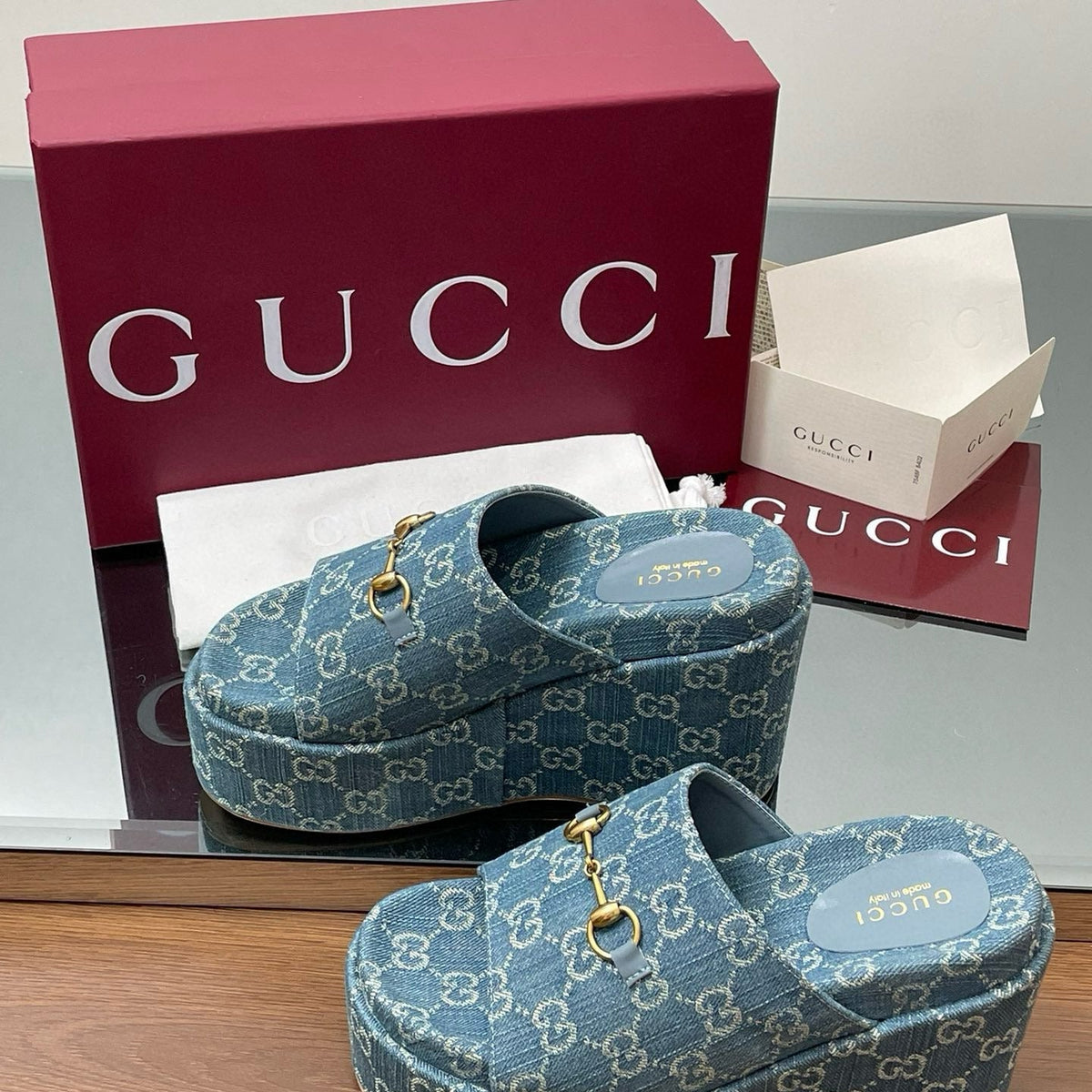 Gucci Shoes- Gucci Wedge Sandals Premium Designer Casual Shoes
