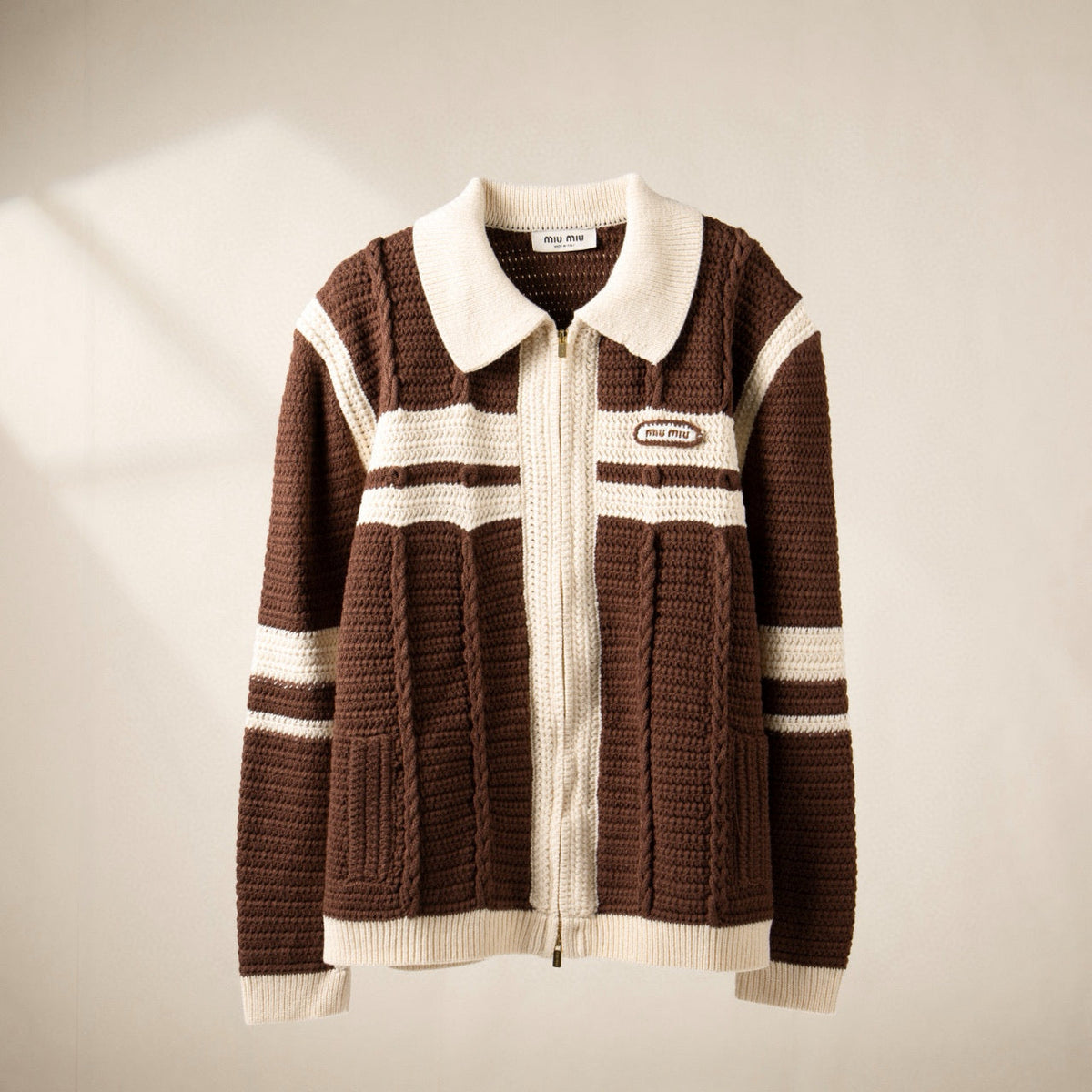 Sweaters- Miu M Zip Cardigan Luxury Designer Knit Sweater