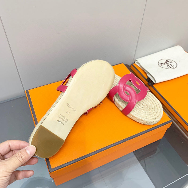 Hermès Beige Espadrille Wedge Sandals - Back View