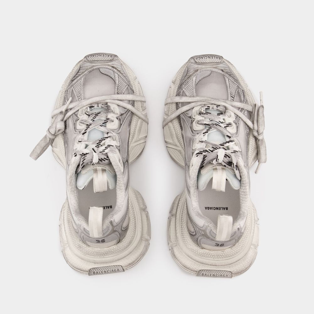Close-up of Balenciaga sneakers hardware and fine stitching