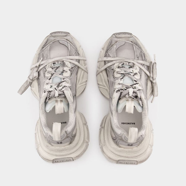 Close-up of Balenciaga sneakers hardware and fine stitching