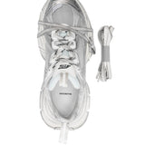 Close-up of Balenciaga sneakers hardware and fine stitching