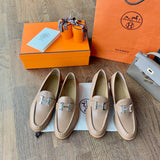 Hermès Grey Platform Heels - Angled View