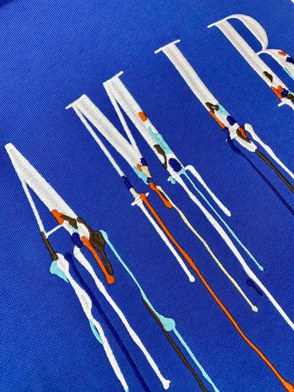 Close-up of Amiri hoodie craftsmanship