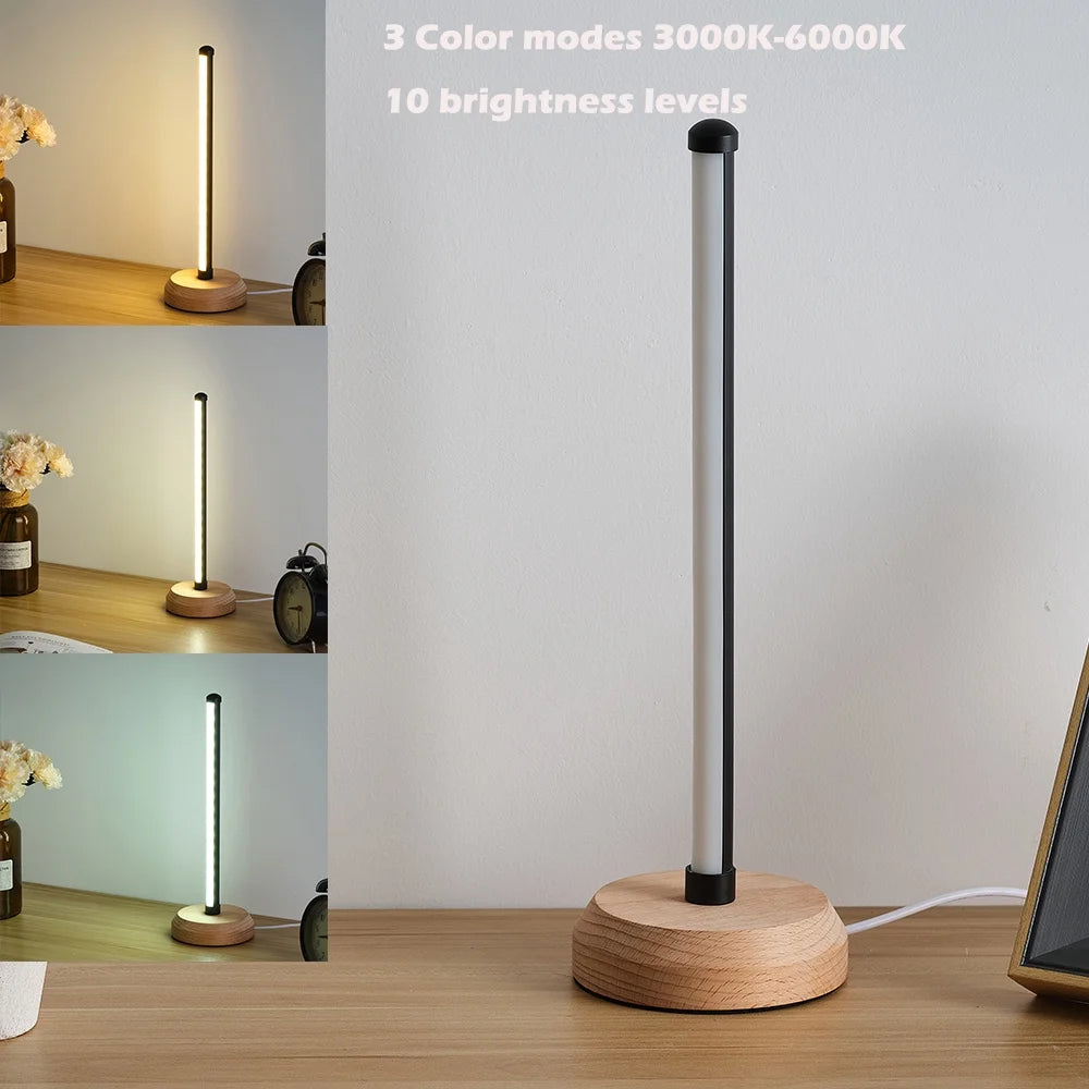Simple Designs, Wood Base Mini Table Lamp, 13.4" H,Black