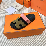 Hermès White Block Heel Sandals - Heel Detail View