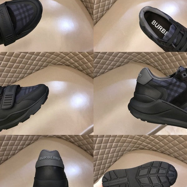 Burberry Black Combat Boots - Side Profile View