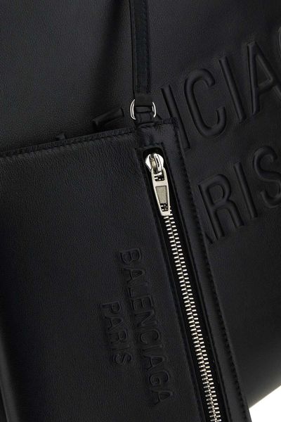 Close-up of Balenciaga totes hardware and fine stitching