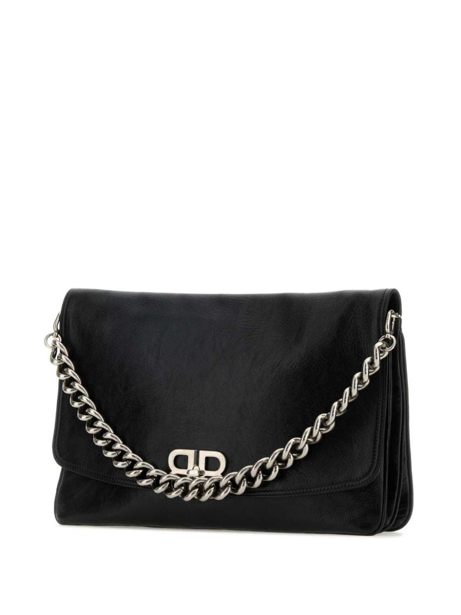Balenciaga Bags? BALENCIAGA Smooth Grain Adjustable Handbag with Chain-Link Shoulder Strap Elegant Everyday Designer Handbag