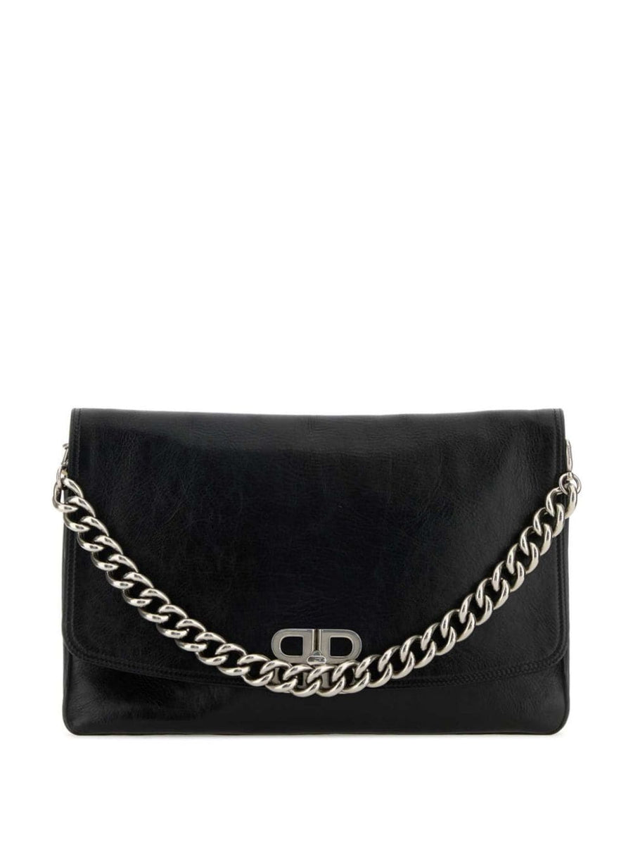 Balenciaga Bags? BALENCIAGA Smooth Grain Adjustable Handbag with Chain-Link Shoulder Strap Premium Designer Shoulder Bag