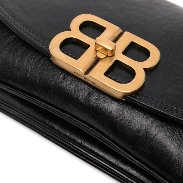 Close-up of Balenciaga shoulder bags hardware and fine stitching