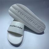 Balenciaga Grey Slide Sandals - Heel Detail View