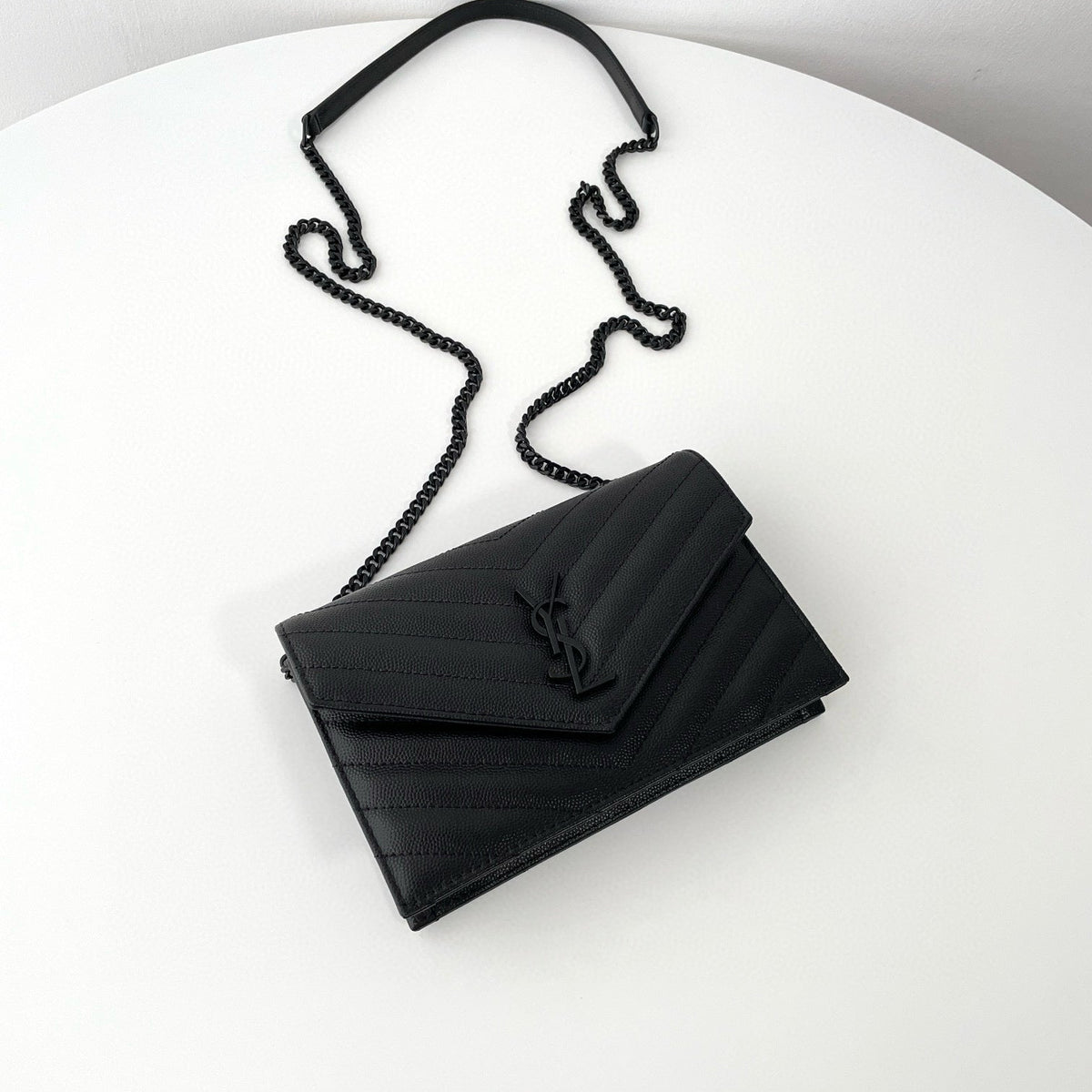 Saint Laurent Wallets- Saint Laurent Cassandre Envelope Wallet On Chain Elegant Everyday Leather Wallet
