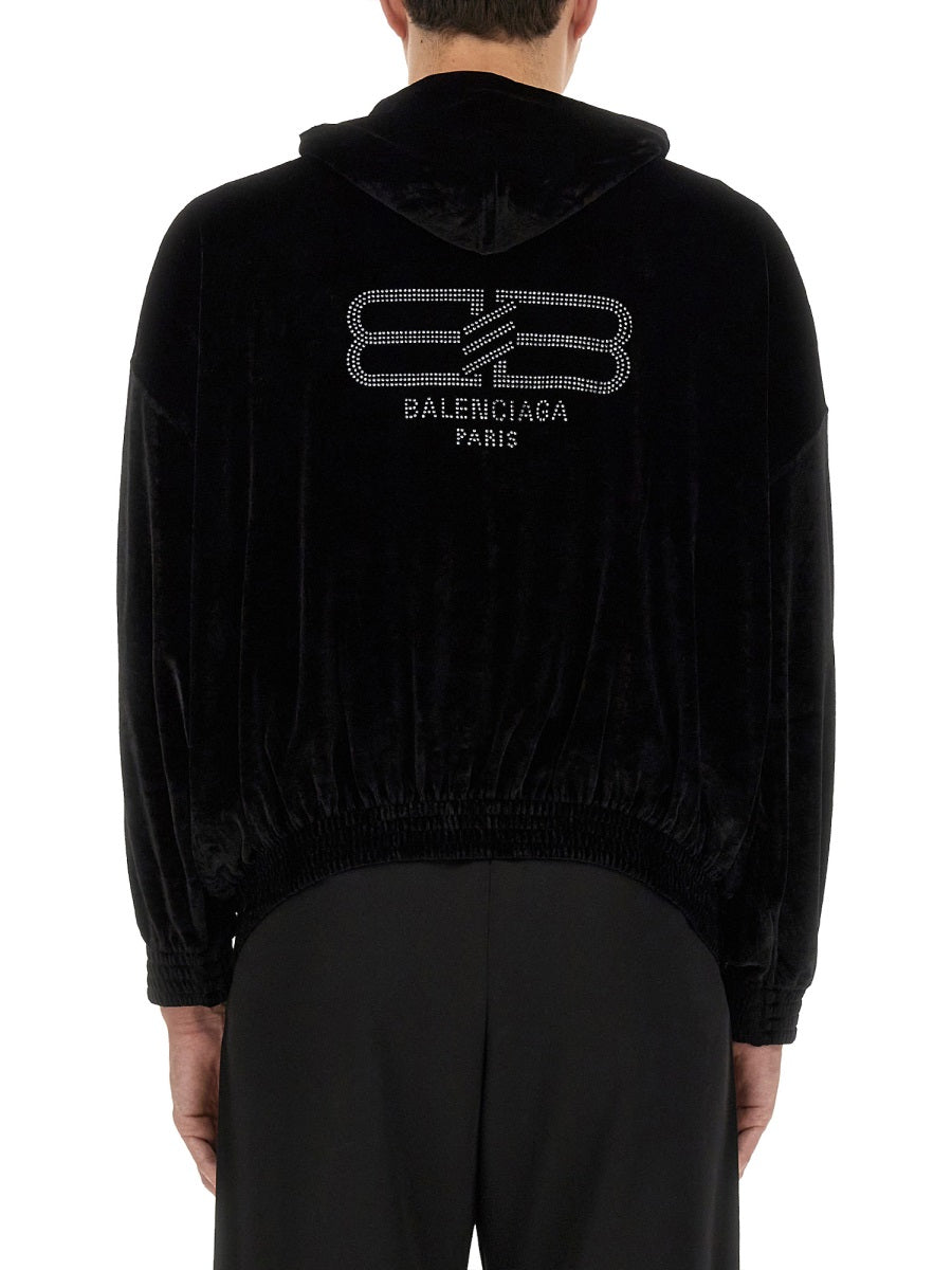 Balenciaga Hoodies- BALENCIAGA Luxurious Velvet Sweatshirt for Men Comfortable Luxury Streetwear Hoodie