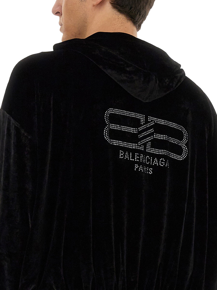 Balenciaga Hoodies- BALENCIAGA Luxurious Velvet Sweatshirt for Men Comfortable Luxury Streetwear Hoodie