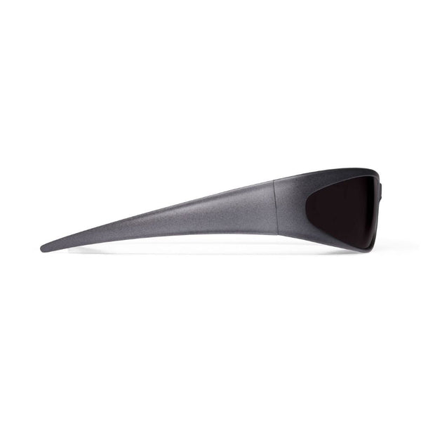 Close-up of Balenciaga sunglasses hardware and fine stitching