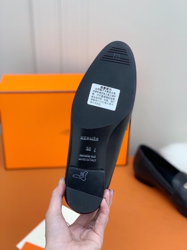 Hermes shoes Style 387 - full pair display (alternate angle)