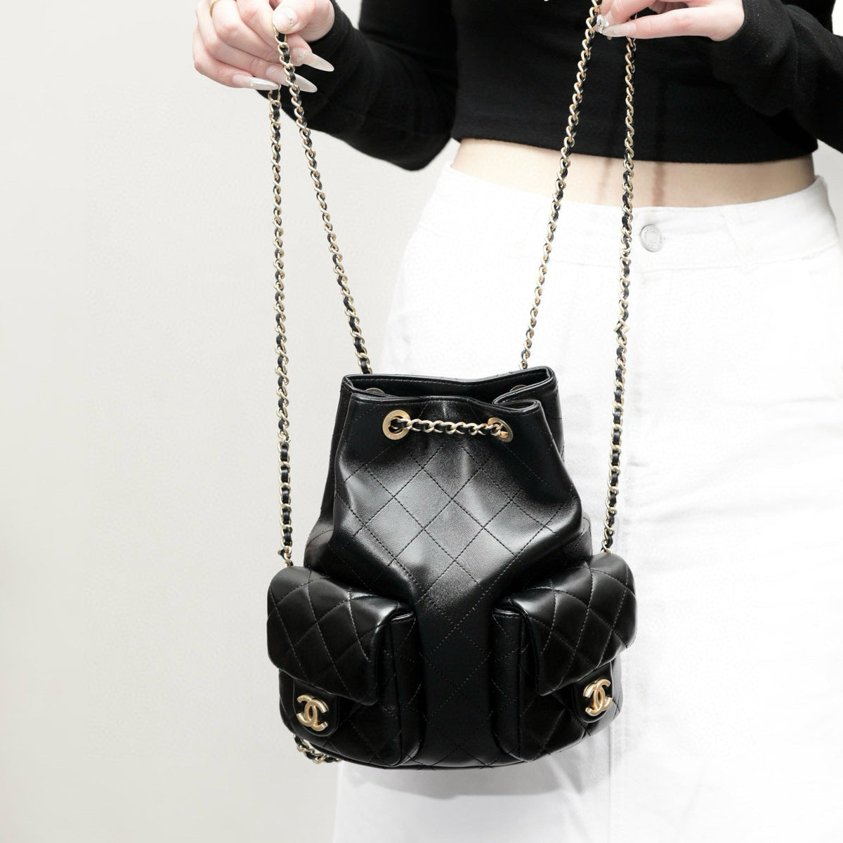 Chanel 25 Backpack detail shot – authentic designer craftsmanship