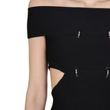 Close-up of Alexander McQueen tee shirts hardware and fine stitching