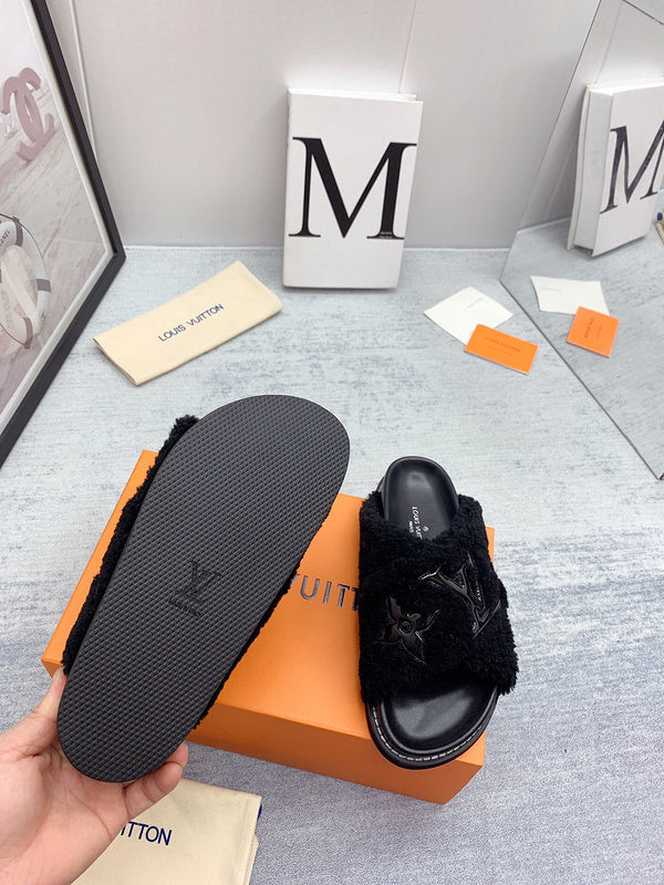 Louis Vuitton Grey Platform Heels - Front View
