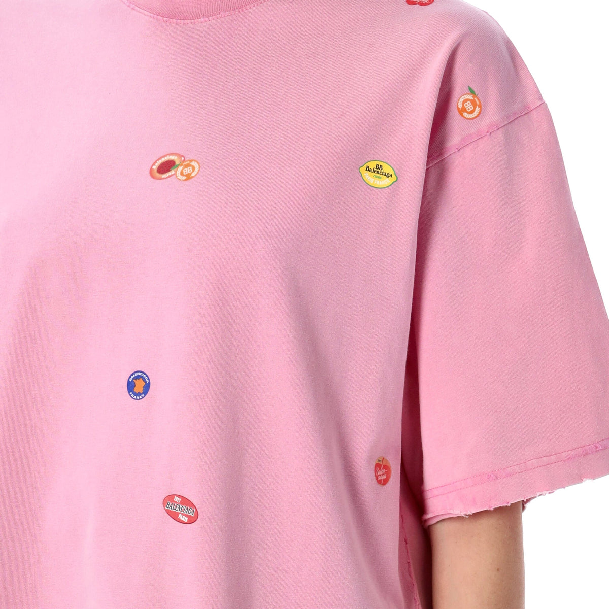 Balenciaga T-Shirts? BALENCIAGA Fruity Medium Fit T-Shirt for Women Casual Everyday Designer Tee