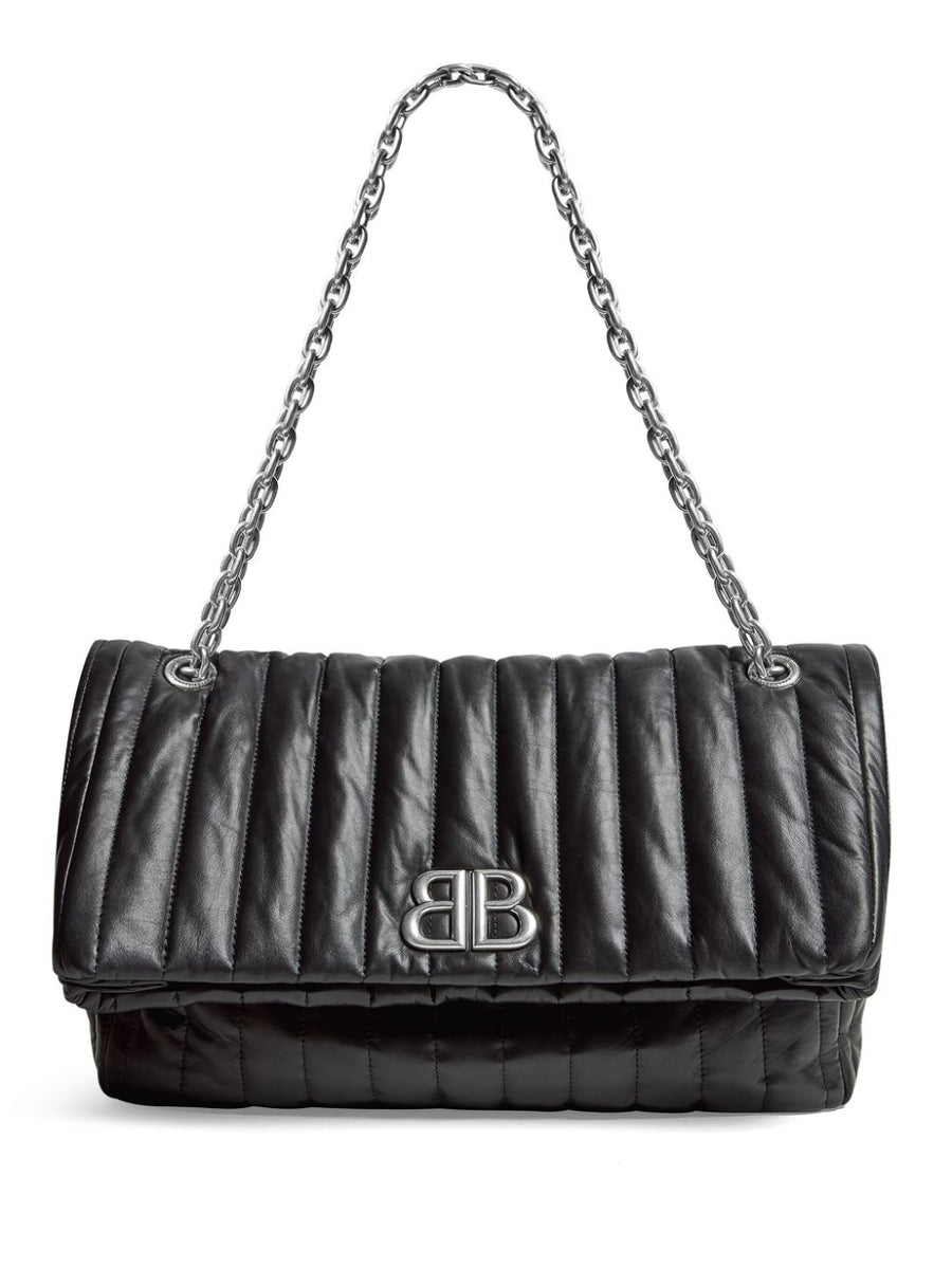 Balenciaga Bags? BALENCIAGA Medium Monaco Chain Handbag with Antique Gold Logo - 32.5 cm Luxury Designer Leather Handbag