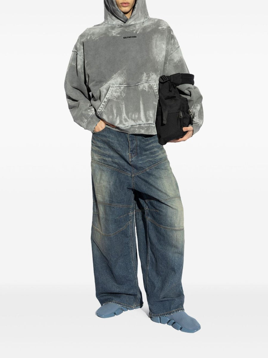 Balenciaga Hoodies? BALENCIAGA Medium Fit Hoodie with Stained Effect Comfortable Luxury Streetwear Hoodie