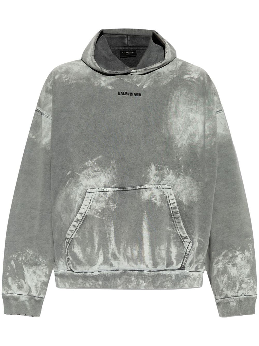 Balenciaga Hoodies? BALENCIAGA Medium Fit Hoodie with Stained Effect Comfortable Luxury Streetwear Hoodie