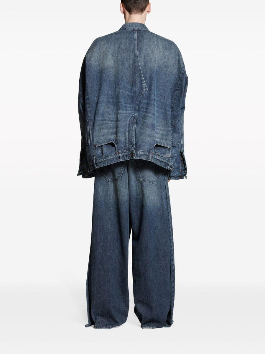 Close-up of Balenciaga outerwear hardware and fine stitching