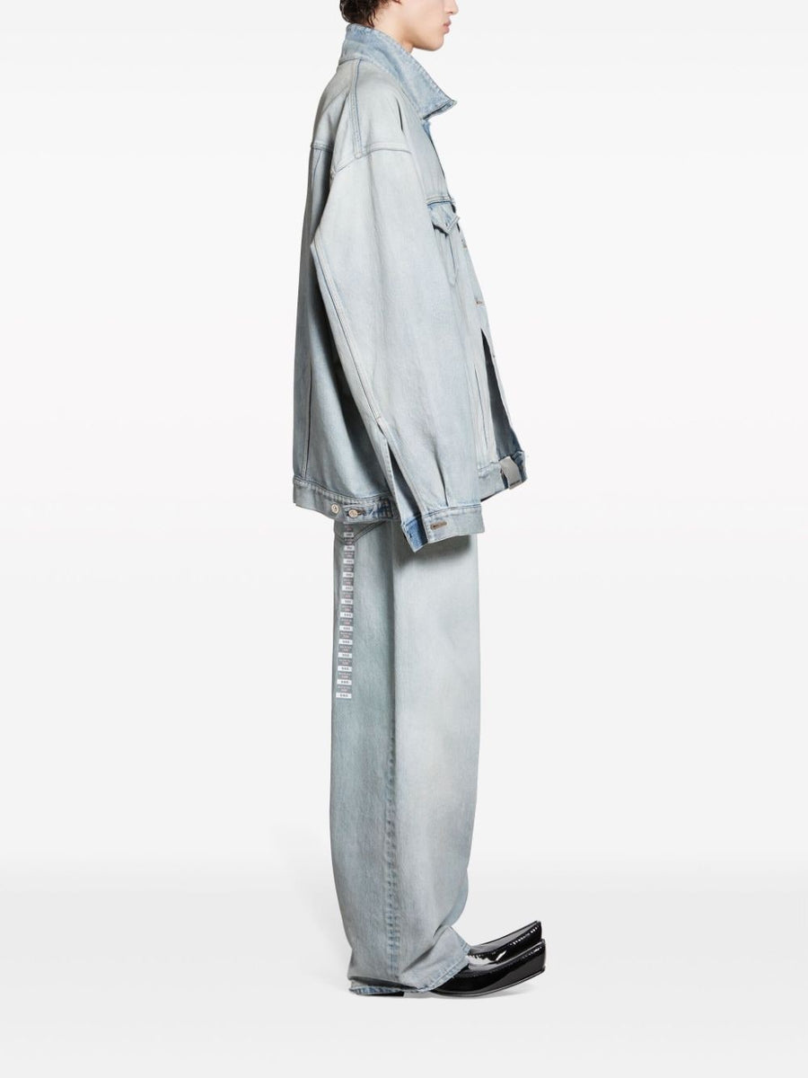 Balenciaga Jackets? BALENCIAGA Washed Denim Jacket with Logo Patch Luxury Designer Outerwear Jacket