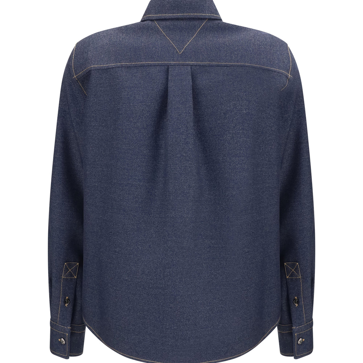 Bottega Veneta Tops? Bottega Veneta Women Denim-Effect Mélange Wool Shirt Elegant Everyday Designer Top