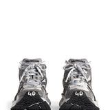 Close-up of Balenciaga sneakers hardware and fine stitching