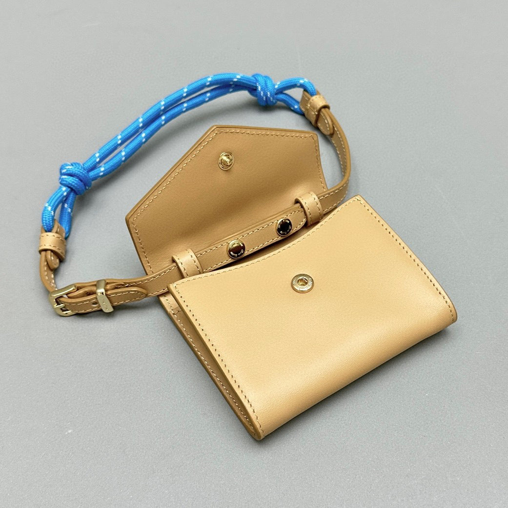 Wallets- Miu M Shoulder Strap Wallet Premium Leather Designer Wallet