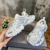 Balenciaga Chocolate Brown Chunky Platform Sneakers - Close-Up Texture View