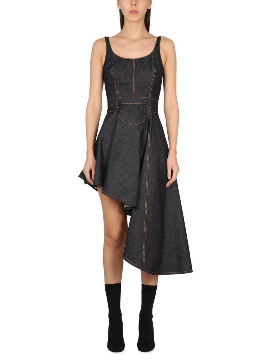 Alexander McQueen Dresses? Alexander Mcqueen Women Denim Dress Elegant Designer Evening Dress