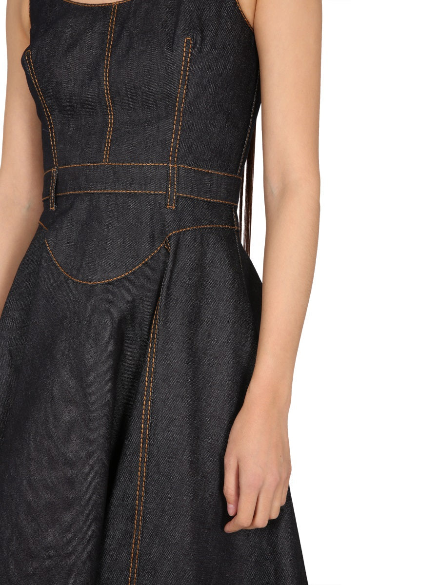 Close-up of Alexander McQueen cocktail dresses hardware and fine stitching