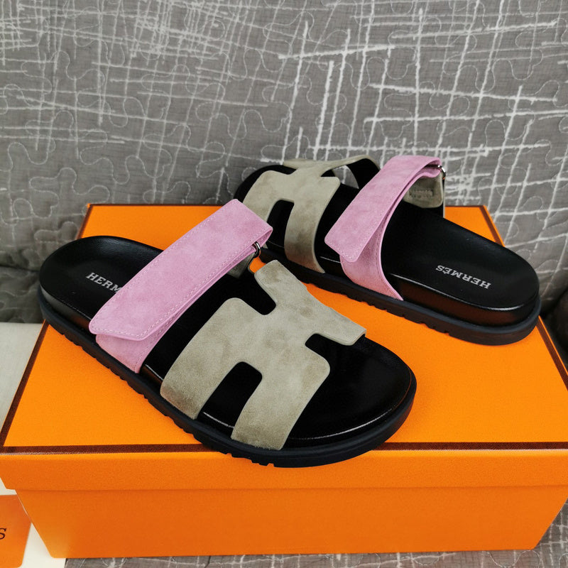 Hermès Camel Block Heel Sandals - Lifestyle Styling Shot