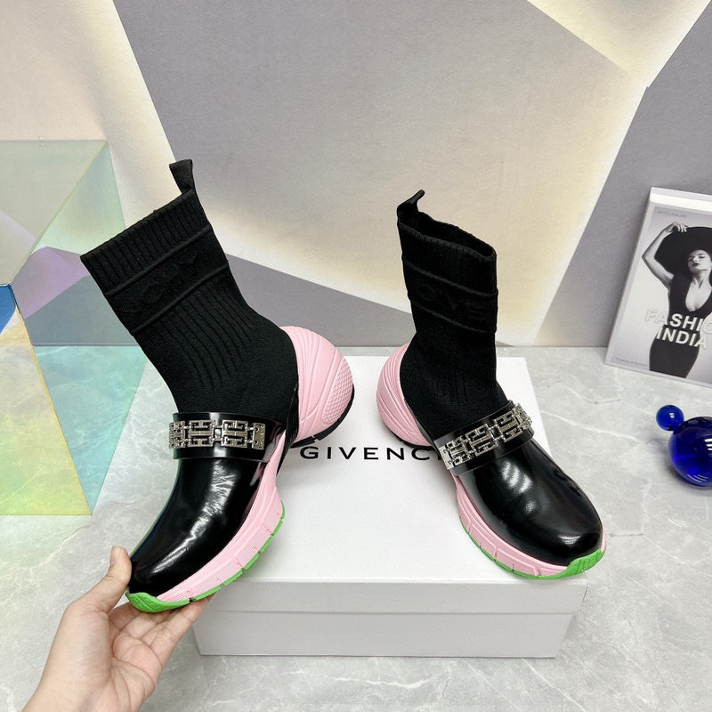 Givenchy Black Ankle Strap Heels - Close-Up Texture View